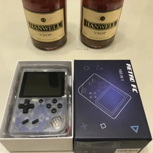 Product color: FC168transparent black - Mini game console classic handheld mini king game console with color screen built in