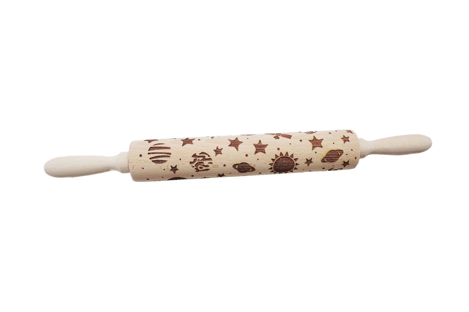 Christmas Wooden Rolling Pin DIY 3D Carved Embossing Roller Cookies Making
