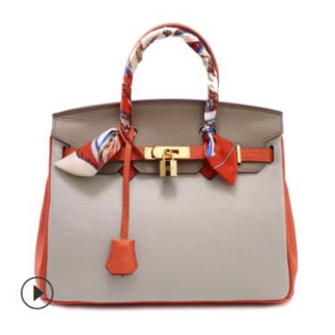 2021 new leather female bag top layer leather lychee pattern platinum bag handbag fashion trend diagonal shoulder bag—1