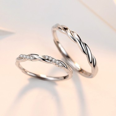 S925 sterling silver water ripple micro inlaid couple ring—3
