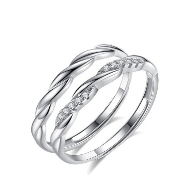 S925 sterling silver water ripple micro inlaid couple ring—2