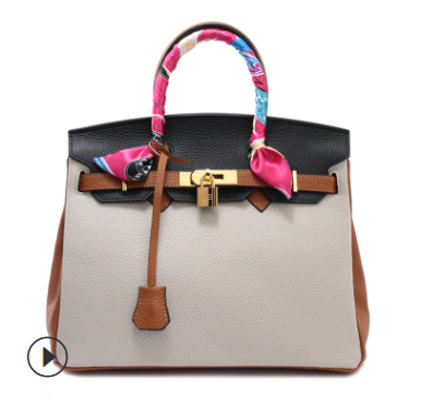 2021 new leather female bag top layer leather lychee pattern platinum bag handbag fashion trend diagonal shoulder bag—6
