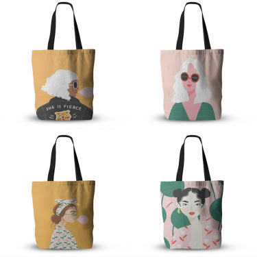 New oil painting girl canvas bag—1