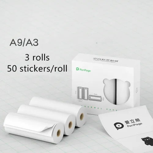 Model: 3 rollors set, Color: A9 A3 - Mini Bliuetooth Wireless Thermal Printer Paper Sticker Label Printer