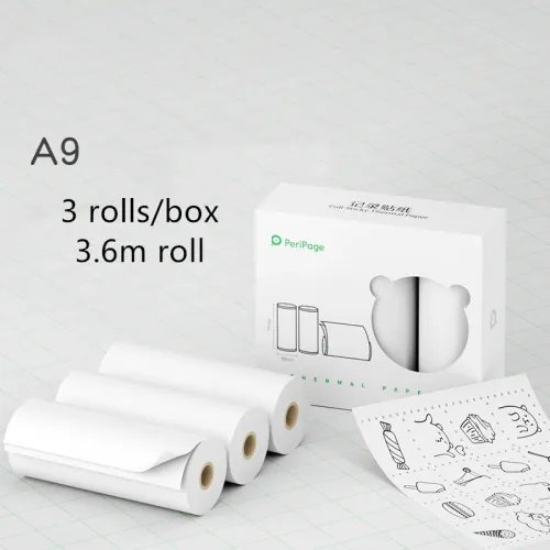 Model: 3.6m 3 rolls set, Color: A9 white - Mini Bliuetooth Wireless Thermal Printer Paper Sticker Label Printer