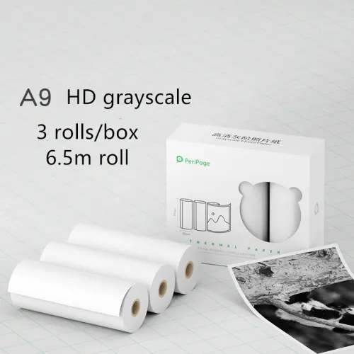 Model: 6.5m 3 rolls set, Color: Grey - Mini Bliuetooth Wireless Thermal Printer Paper Sticker Label Printer