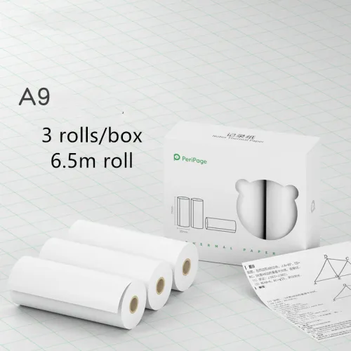 Model: 6.5m 3 rolls set, Color: A9 white - Mini Bliuetooth Wireless Thermal Printer Paper Sticker Label Printer