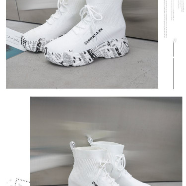 High-top lace-up letter boots—9