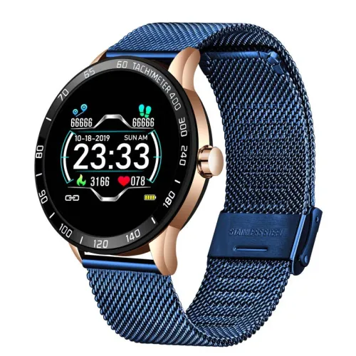 Color: Black blue - Compatible with Apple , K7 Full Round Screen Smart Bracelet