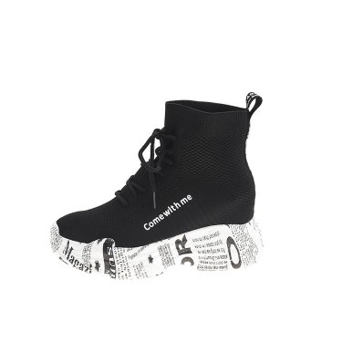 High-top lace-up letter boots—6
