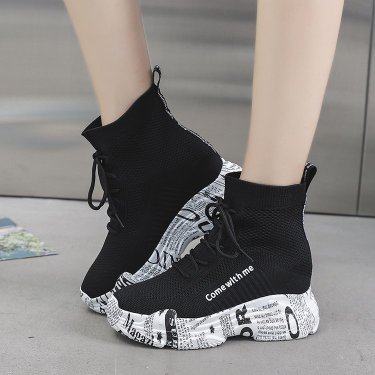 High-top lace-up letter boots—7