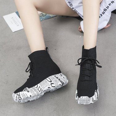 High-top lace-up letter boots—4