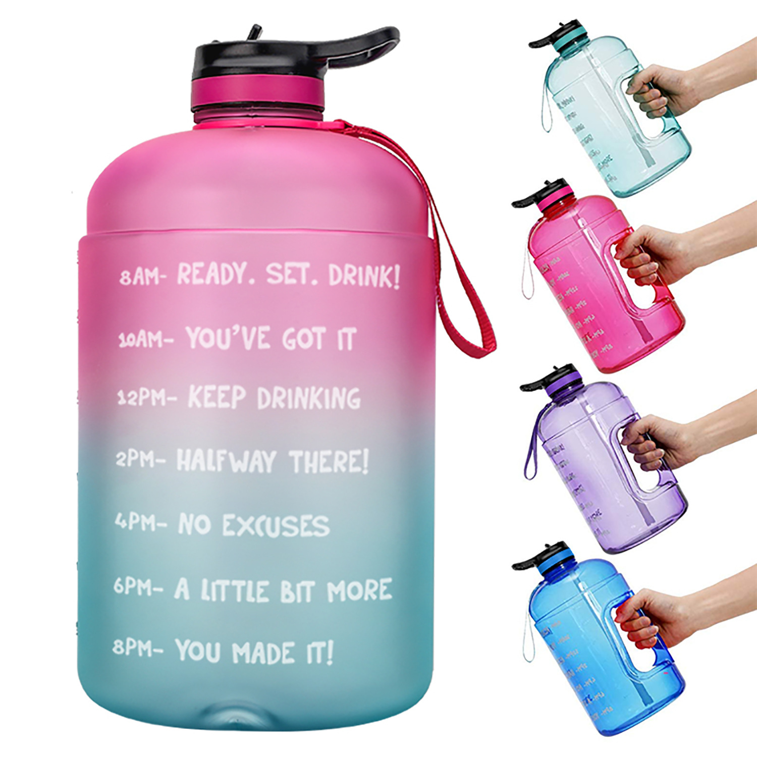 QuiFit Gallon Water Bottle with Straw Clear Plastic Drinking Bottles ...