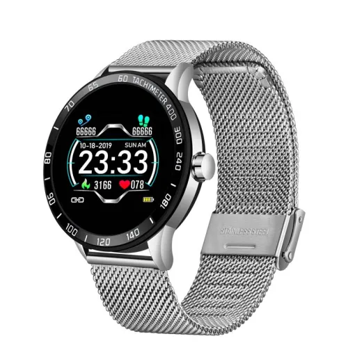 Color: Black silver - Compatible with Apple , K7 Full Round Screen Smart Bracelet