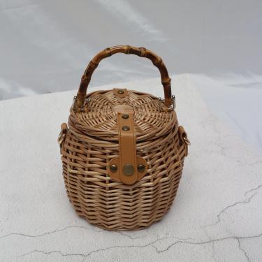 Bamboo knot retro rattan bag new straw bag—3