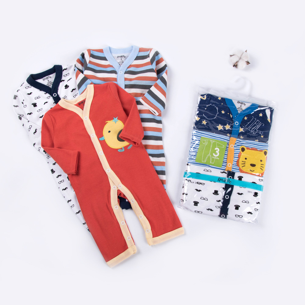 Newborn Long-sleeved Overalls Three-piece Cotton - CJdropshipping