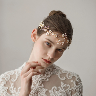 Pearl Flower Wedding Headband Accessories—3