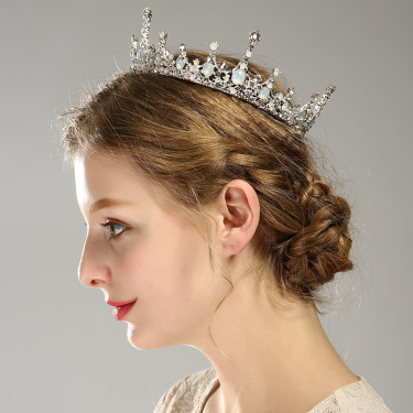 Silver Rhinestone Crown Wedding Accessories Headband—4