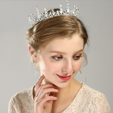 Silver Rhinestone Crown Wedding Accessories Headband—3