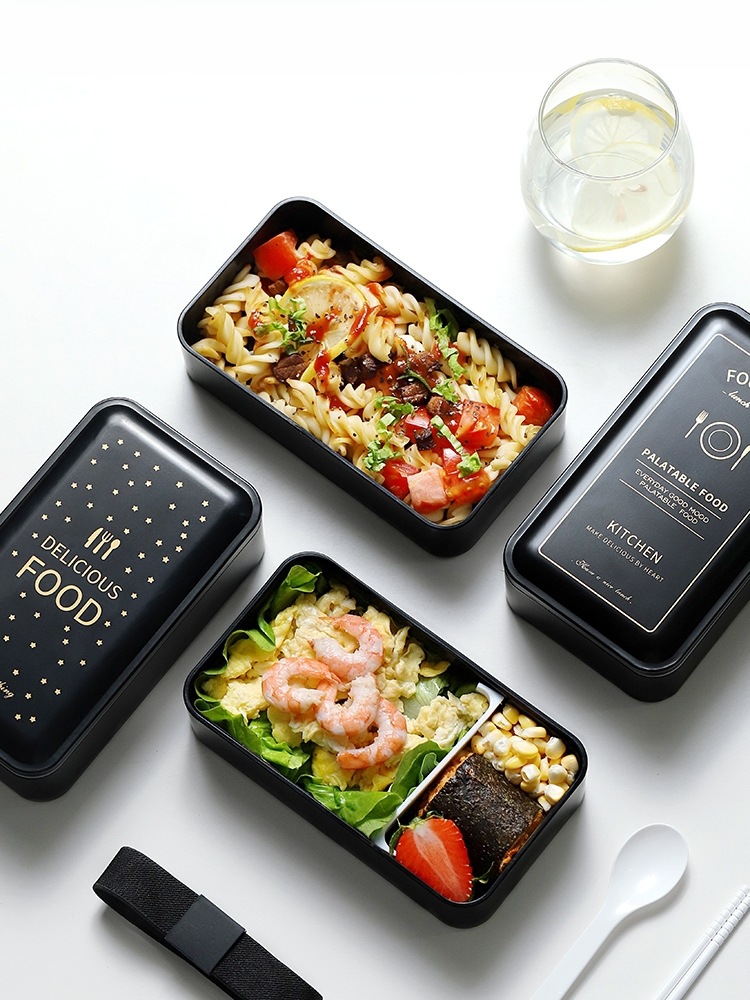Black doubledecker lunch box CJdropshipping