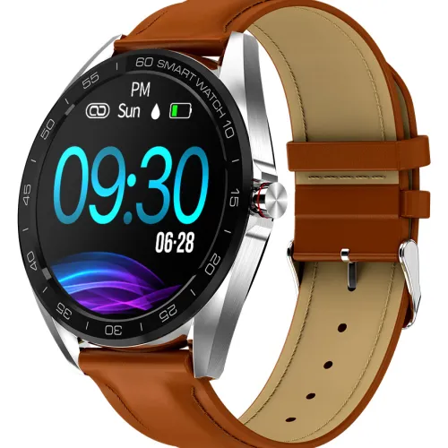 Color: Belt brown - Compatible with Apple , K7 Full Round Screen Smart Bracelet