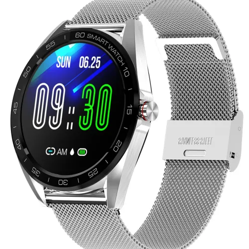 Color: Steel strip silver - Compatible with Apple , K7 Full Round Screen Smart Bracelet