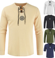 Men's Embroidered Stand Collar Shirt T-shirt