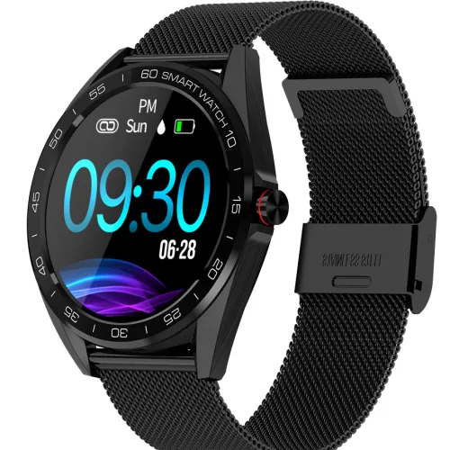 Color: Steel strip black - Compatible with Apple , K7 Full Round Screen Smart Bracelet