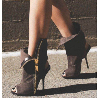 New European street style fashion lapel stiletto high heel fish mouth boots women's sandals—1