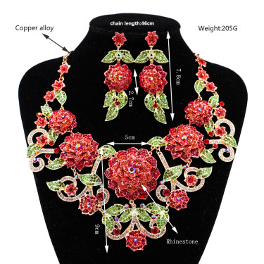 Stained Glass Diamond Banquet Bride Necklace and Earring Set—2