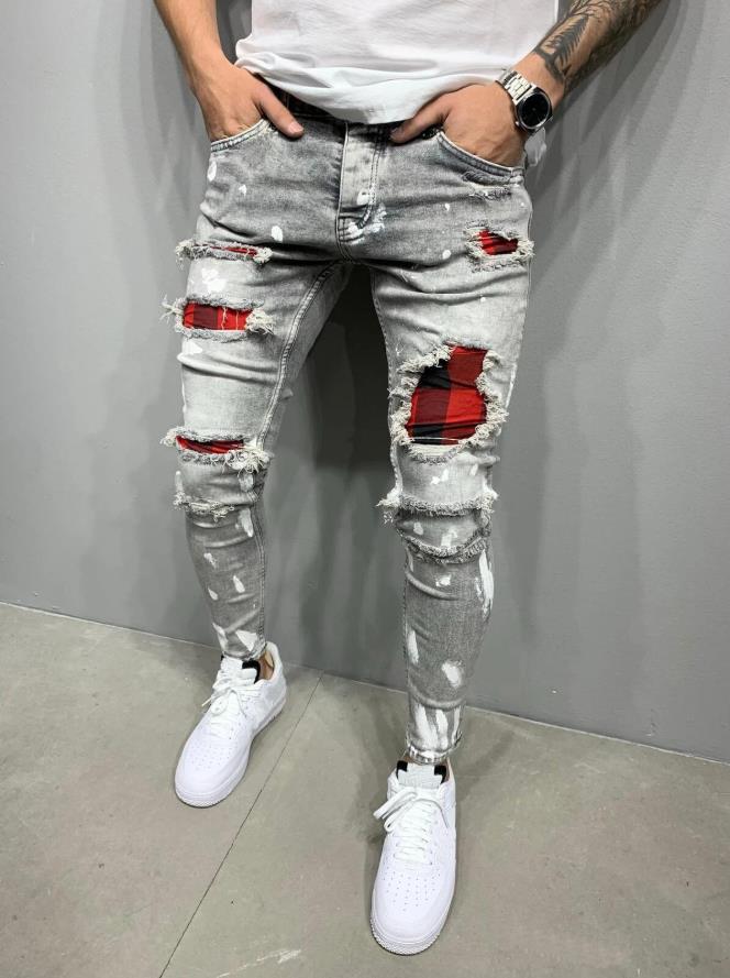 European and American Ripped Side Print Jeans - CJdropshipping