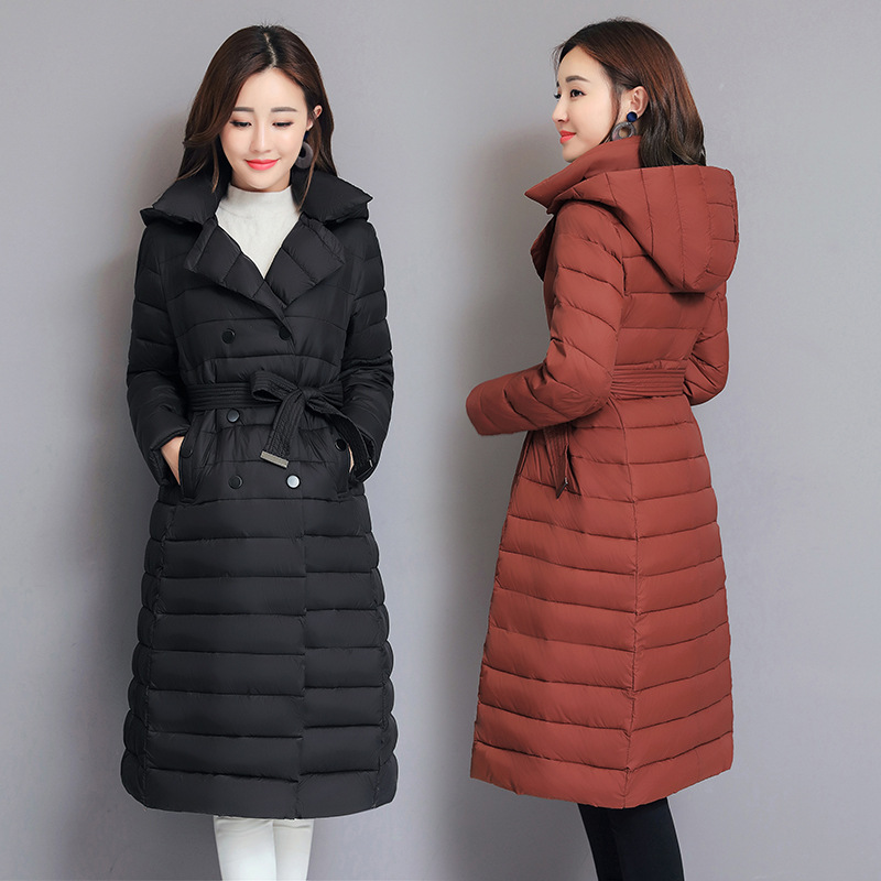 Down coat mid-length women's hooded padded jacket - CJdropshipping