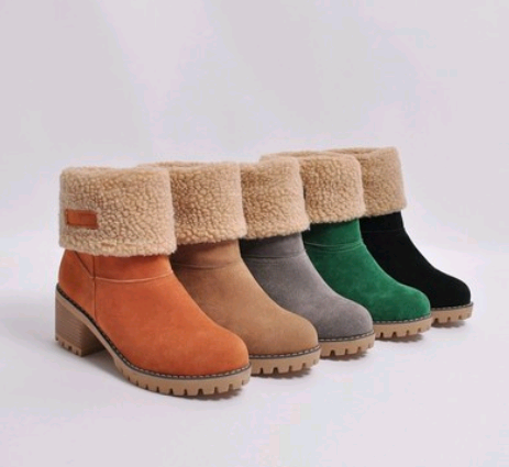 Mid-Tube Thick Heel Suede Snow Boots shopper-ever.myshopify.com