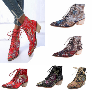 Embroidered women's short boots—1