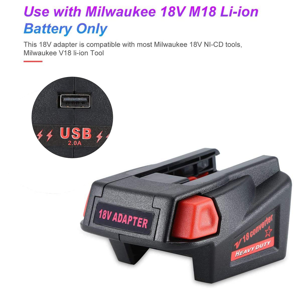 Adapter Converter for Milwaukee M18 18V Li-ion Battery to Milwaukee V18 48-11-1830 Battery;48-11-2200 48-11-2230 18V NI-CD Tool Battery Battery