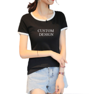 Custom Ladies' Round Collar T-shirt Cotton T-shirt