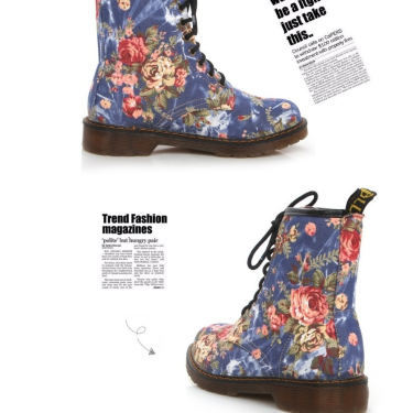 New western cowboy style Europe and America handsome retro small floral flat with boots high help Martin boots—1