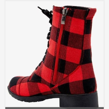 Casual round head red plaid high top thick with solid color deep mouth—1
