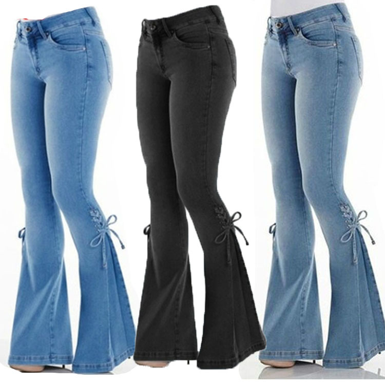 Ladies Jeans Mid Waisted Denim Trousers Stretch Jeans Cjdropshipping