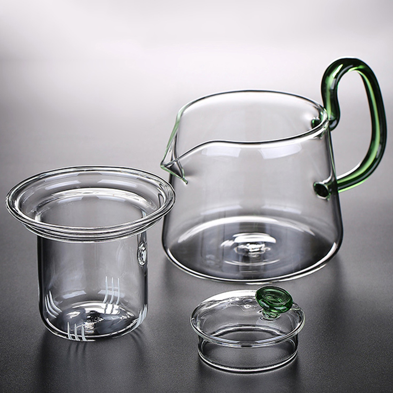 Nottingham glass tea kettle with glass infuser parts overview