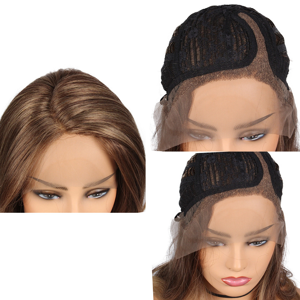 Natural Brown Blonde Synthetic Front Lace Wig
