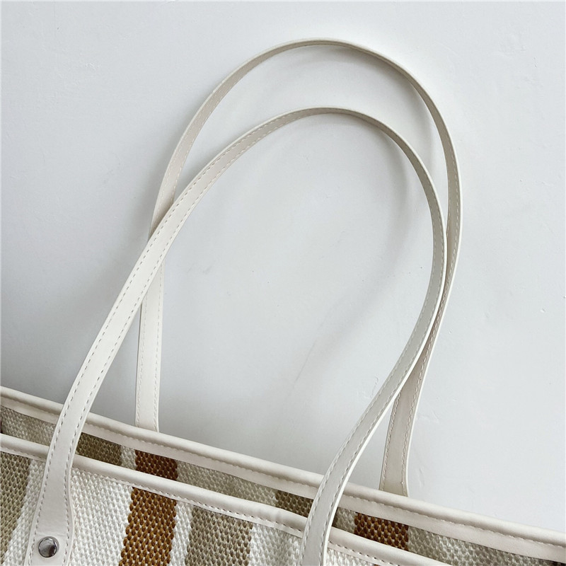 247c81c7 17e1 48b6 b0d6 21114f010dc5 - Fabric Stitching Vertical Stripes Hit Color Tote Bag Shoulder Bag