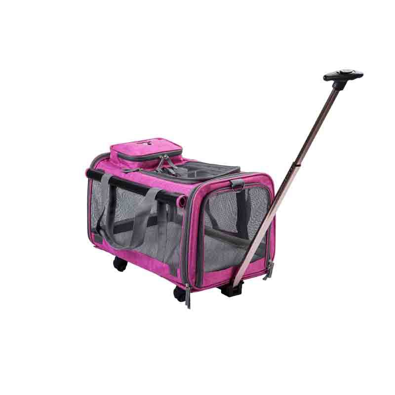 Our Portable Rolling Pet Carrier is the ultimate solution for pet owners on-the-go. With its smooth-rolling wheels and spacious interior, your furry friend will travel comfortably and securely. Made with durable materials, it's both lightweight and sturdy, making it the perfect choice for pet owners looking for a convenient and stylish way to transport their pets.