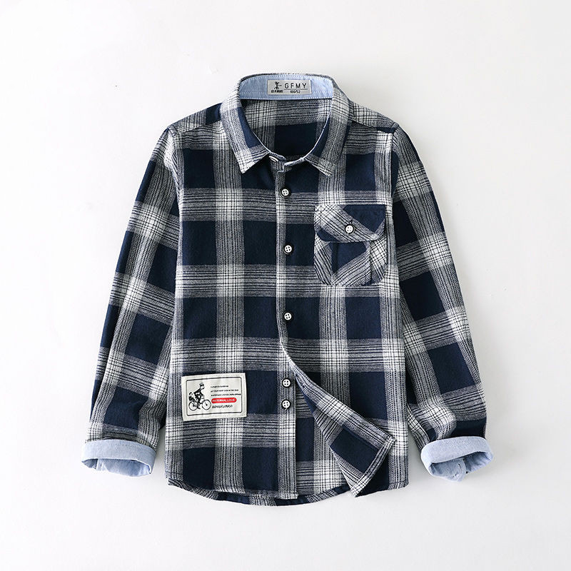 Boys' Long Sleeve Plaid Shirt for Casual Outings