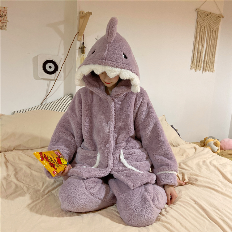 Kawaii Long-Sleeve Shark Hooded Pajama Set auggust-store.myshopify.com Pajama Sets Auggust Store