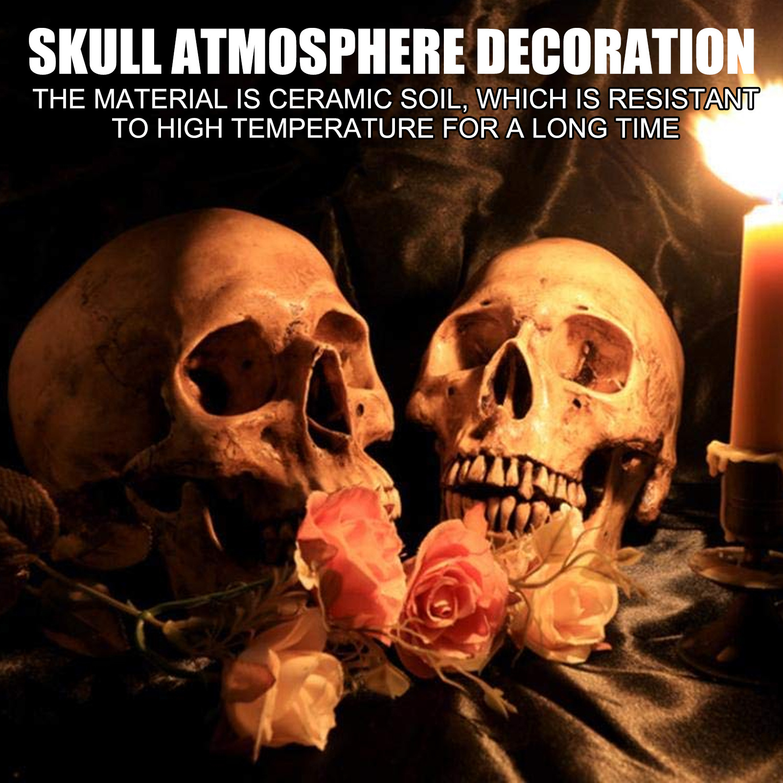 Simulation Skull Halloween Frightening Decoration Home Decor Wood Fire Pit Fireplace Burning Horror Atmosphere Props Decoration