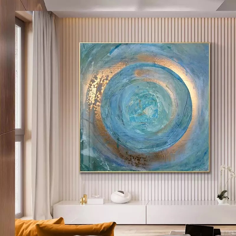 Abstract Blue Gold Canvas Mural Poster - CJdropshipping