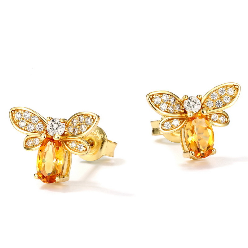 Grazia Jewelry Baby Bee Citrine Stud Earrings