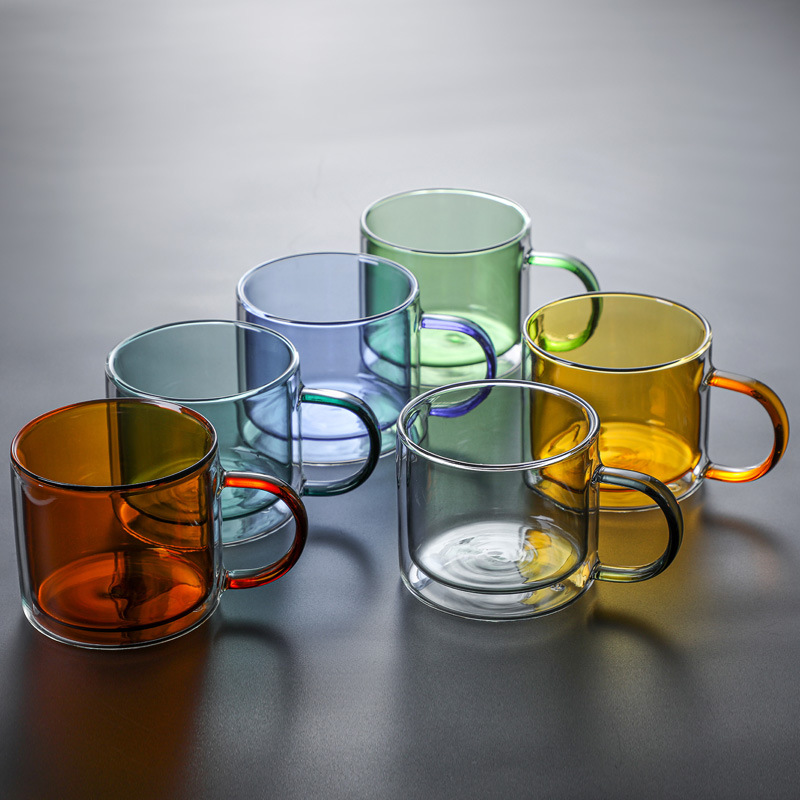 Rainbow collection of colorful mugs