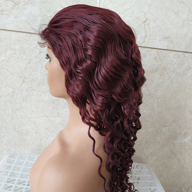 Brazilian Burgundy Front Lace 4x4 Deep Wave Wig